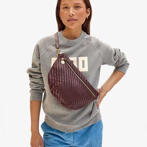 Clare V Plum Woven Grande Fanny Crossbody Bag